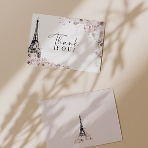 Paris Thank You Card Template, Editable Parisian Thank You Card ...