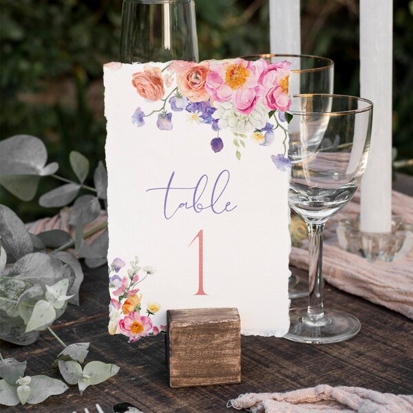 Floral Wedding Table Numbers Etsy