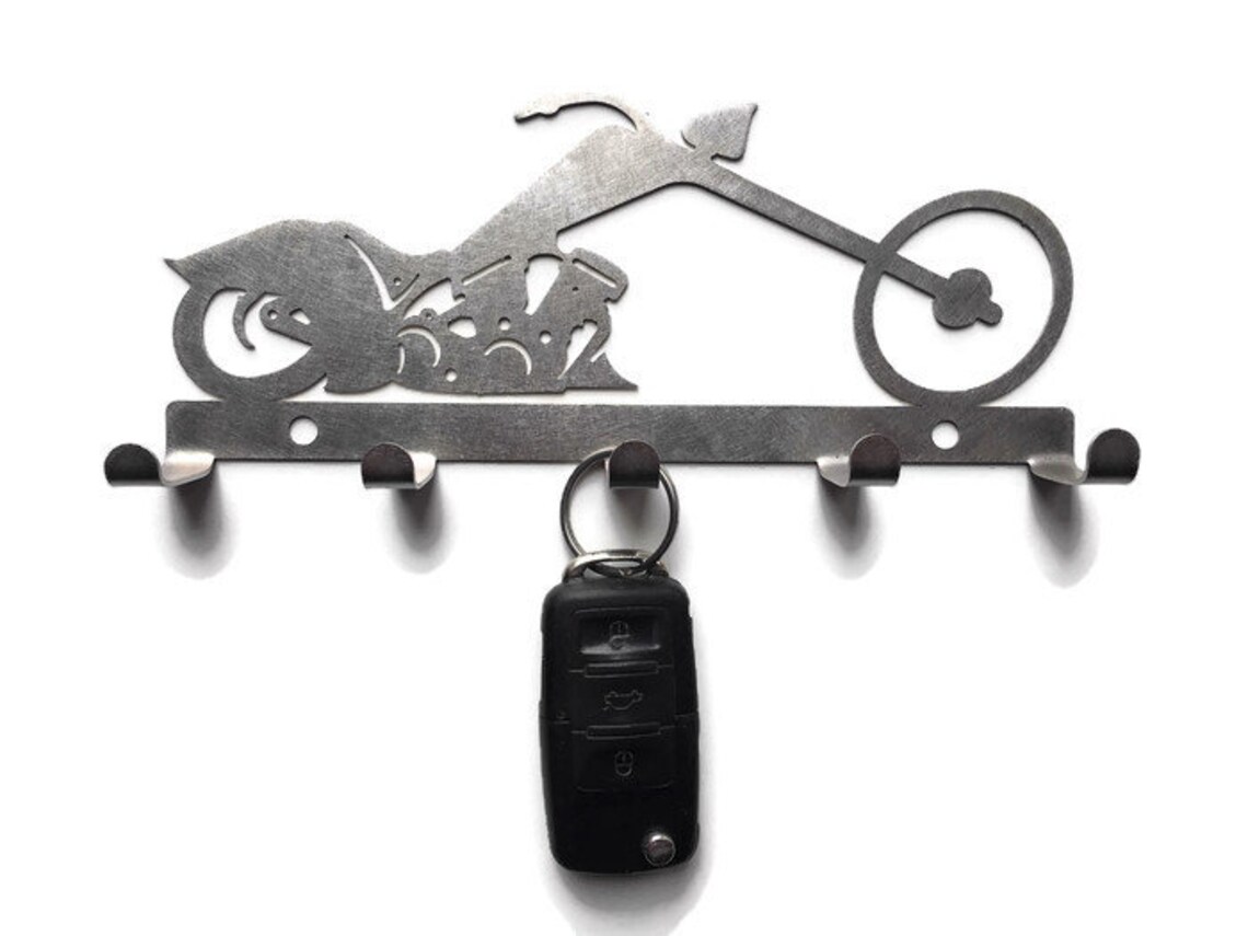 Motorcycle chopper key holder with 5 key tabs made from Etsy