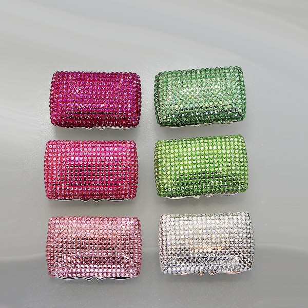 Pill Box Trinket Box Jewelry Collectibles Bejeweled Crystallized Name Brand Austrian Crystals Hinged Miniature Decorative