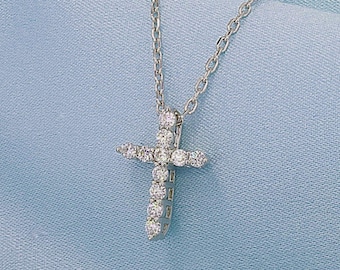 Sterling Silver Moissanite Cross Pendant Necklace, 0.17ctw D VVS Moissanite
