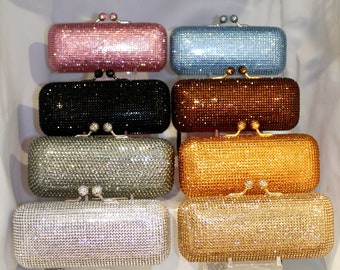 Crystallized Evening Bag Clutch Purse ALL CRYSTALS  Wedding Bridal Purse Minaudière Clutch Name Brand Austrian Crystals Bag Handmade