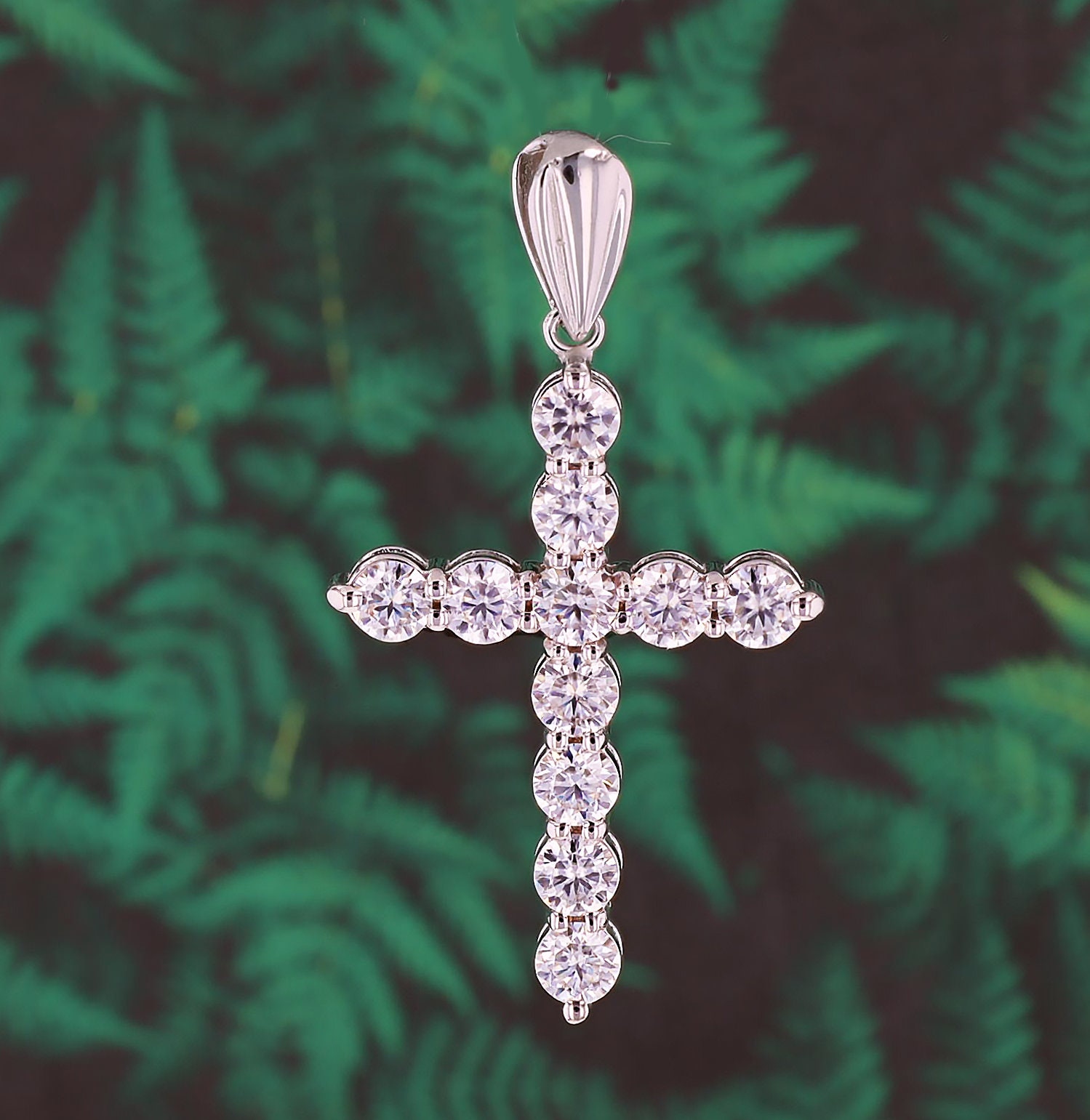 Collana Religiosa Animas Jewels Ciondolo Croce Moissanite 1/4 Carati – Oro Giallo 14k