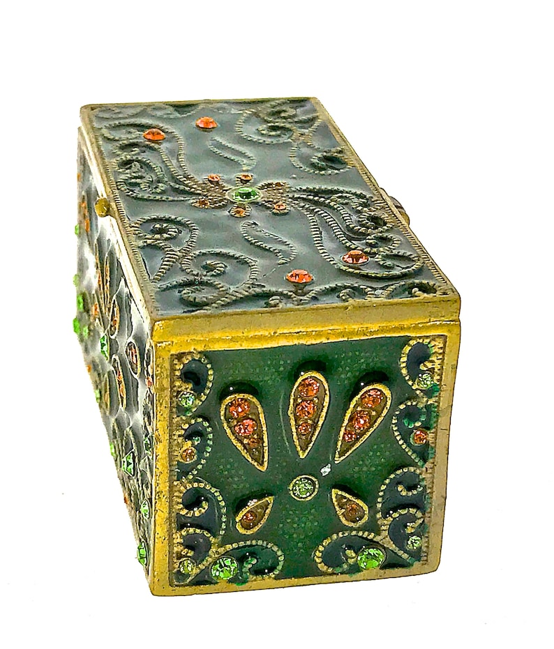 Ring Holder Trinket Box Jewelry Collectible Enameled Hinged Etsy