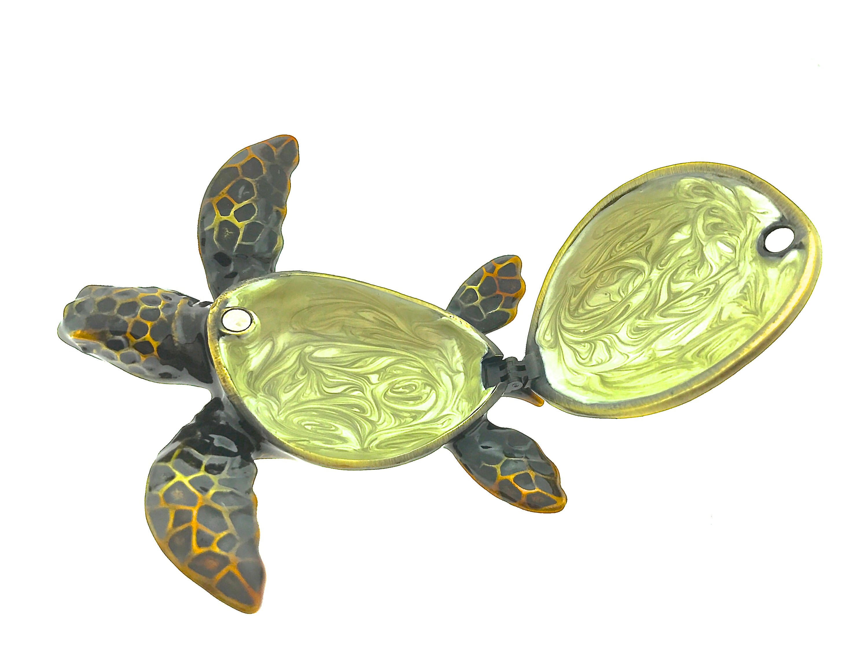 Sea Turtle Jewelry Trinket Box Hinged Enameled Openable Etsy