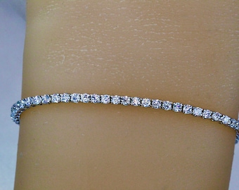 Moissanite Tennis Bracelet: 14KT Gold, D Color VVS Stones, 7 Inch