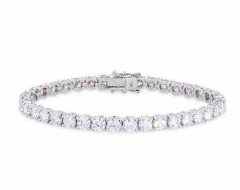 Moissanit Tennis Armband: 14k Weißgold, D / VVS, 10.5 Karat, 18 cm