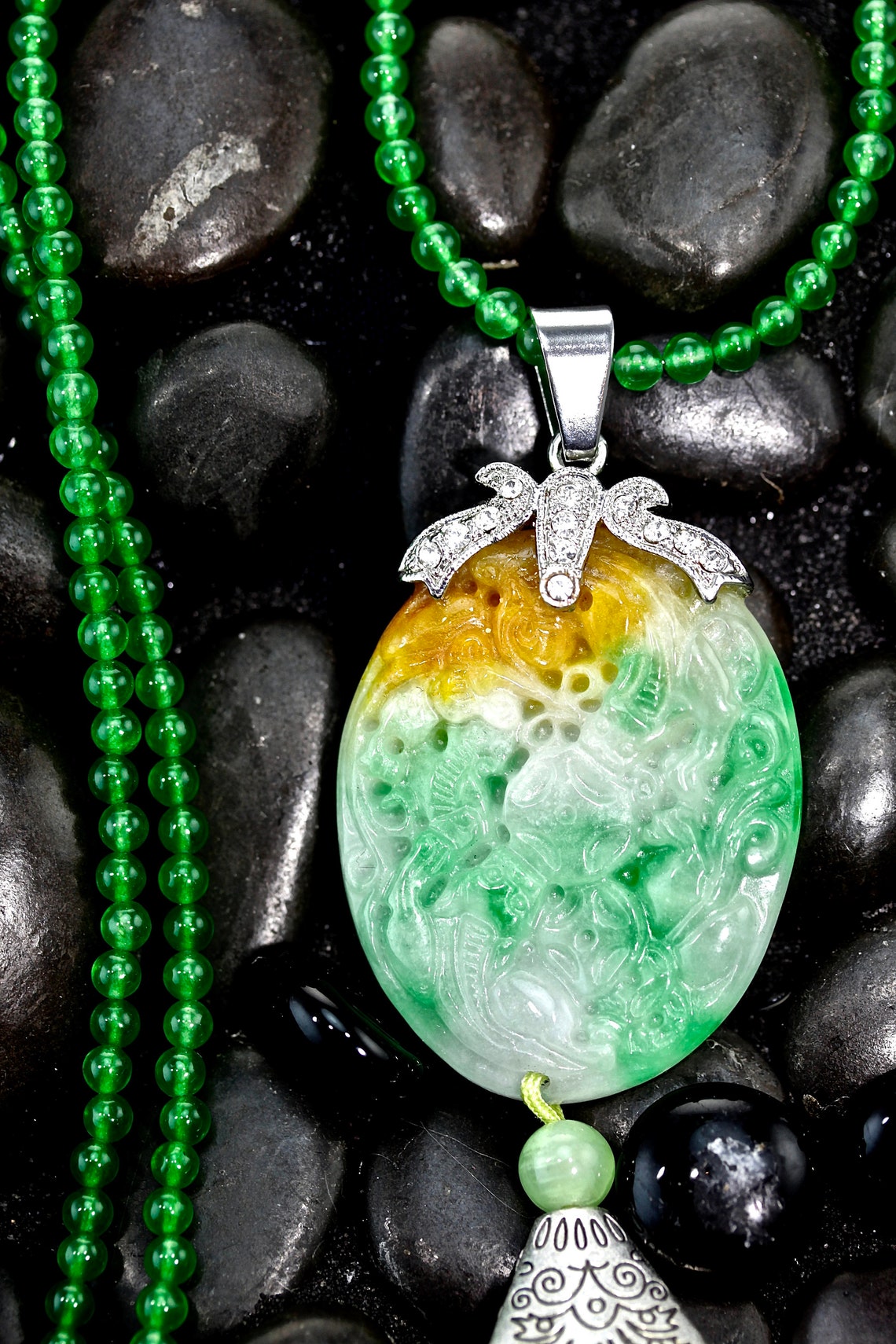 Jade Pendant Jadeite Necklace Multi Color Handmade Hand Carved Etsy Singapore