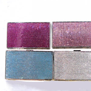 Kristallisierte Pillendose Visitenkartenhalter Schmuck Aufbewahrungsbox Rosa Blau Fuchsia Klar Bejeweled kristallisierte Name Marke Österreichische Kristalle