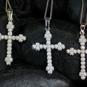 14KT Gold Moissanite Cross Pendant Necklace: Elegant Religious Jewelry