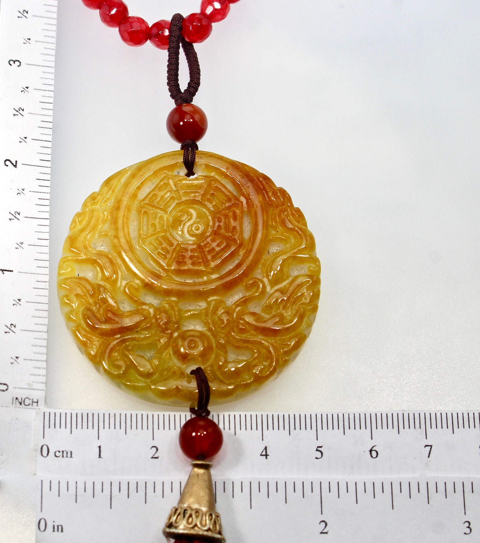 Red Jade Pendant Jade Necklace Red Bead 32 Necklace Etsy