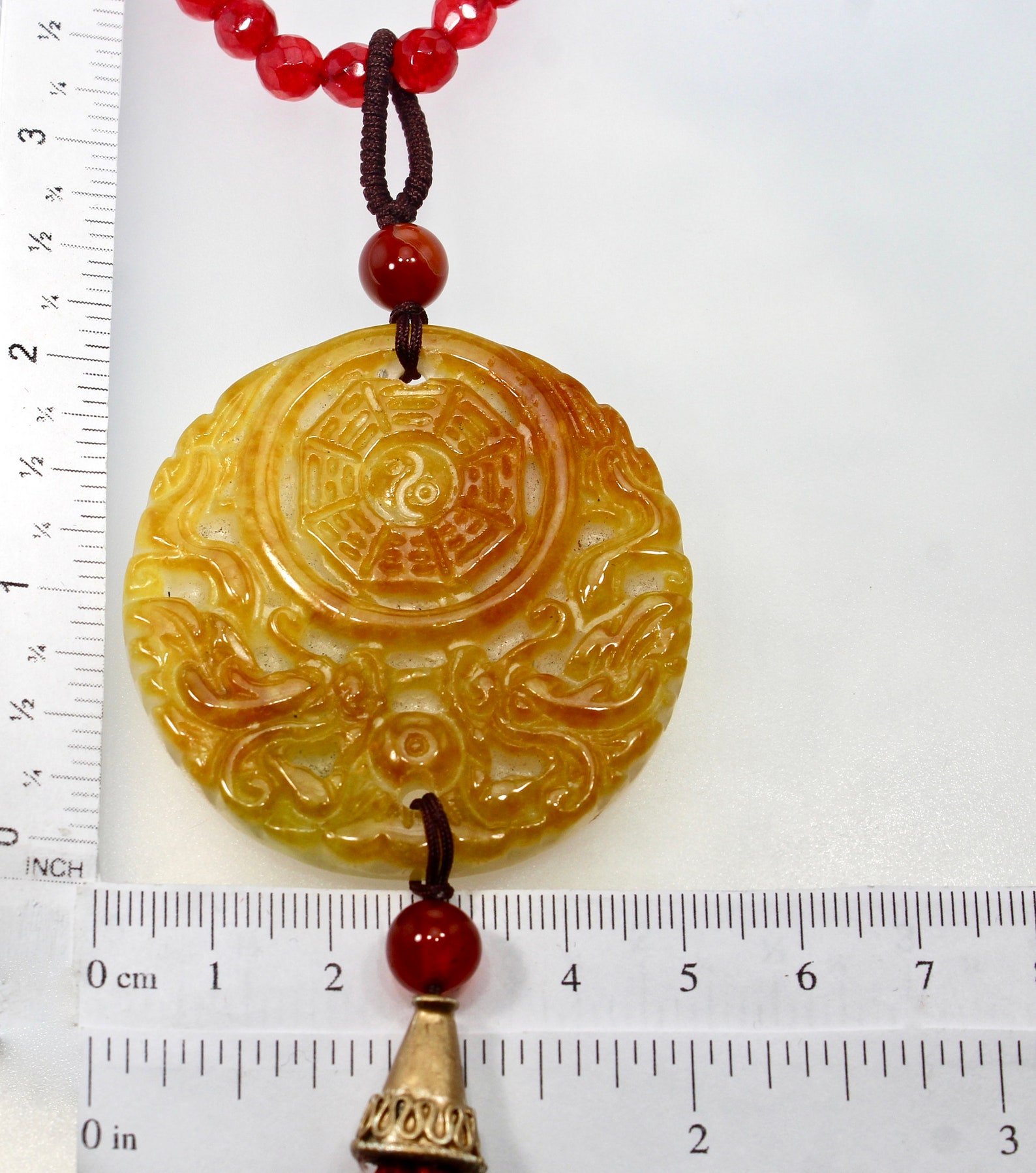 Red Jade Pendant Jade Necklace Red Bead 32 Necklace - Etsy