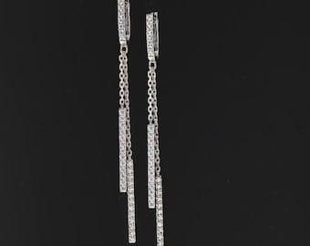 14kt White Gold Moissanite Drop Huggie Earrings
