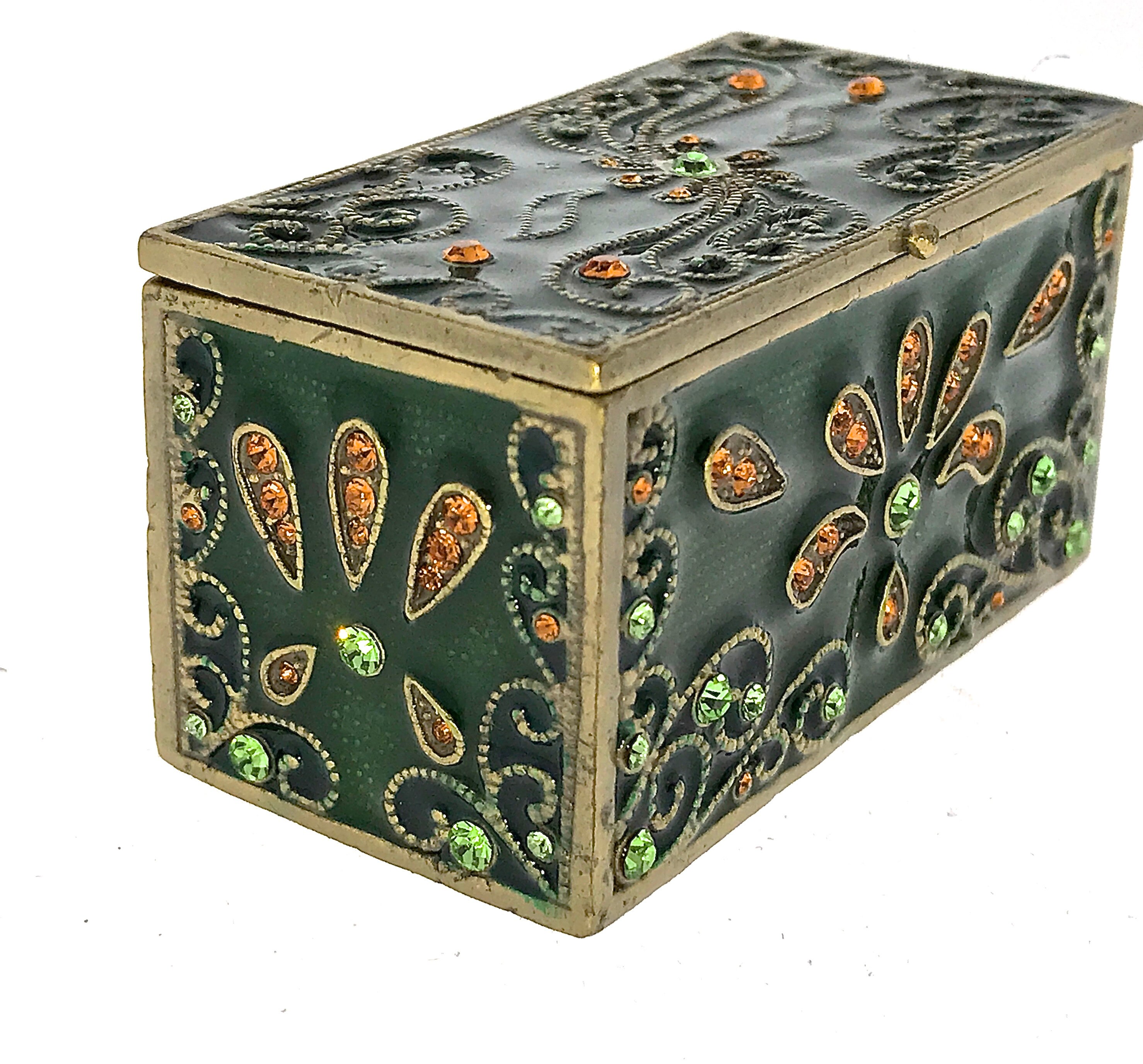 Ring Holder Trinket Box Jewelry Collectible Enameled Hinged Etsy