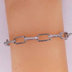 Paper Clip Bracelet with Moissanite Diamonds Bracelet Source 14KT White Gold Manufacturer 7" Top Quality