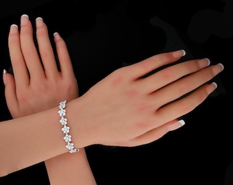 Hawaiian Plumeria Link Bracelet Sterling Silver .925 Handmade All Lengths