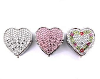 Crystallized Pill Box Heart Shape Trinket Box Jewelry Collectibles Bejeweled Name Brand Austrian Crystals Hinged Mini Decoration