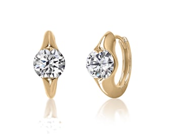 2 Ct Lab Grown Diamond 14Kt Earrings: IGI Certified E/VS Small Gold Hoops