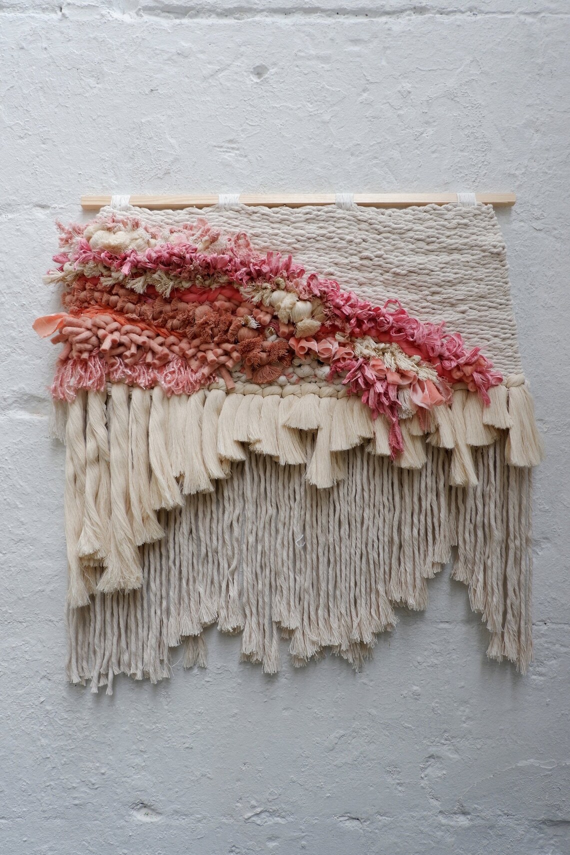 XXL Pink Boho Wall Hanging Nursery Weaving Pink Woven Wall Etsy