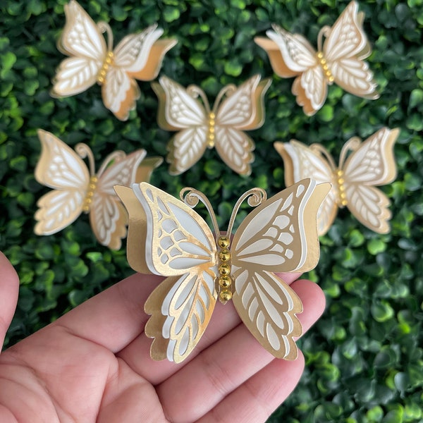 Small gold bead butterfly bundles / 3D layered butterflies / butterfly decorations