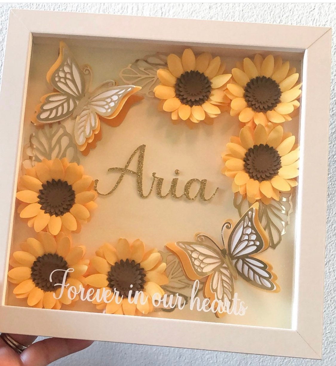 Personalized Sunflower Shadow Box With Photo Etsy