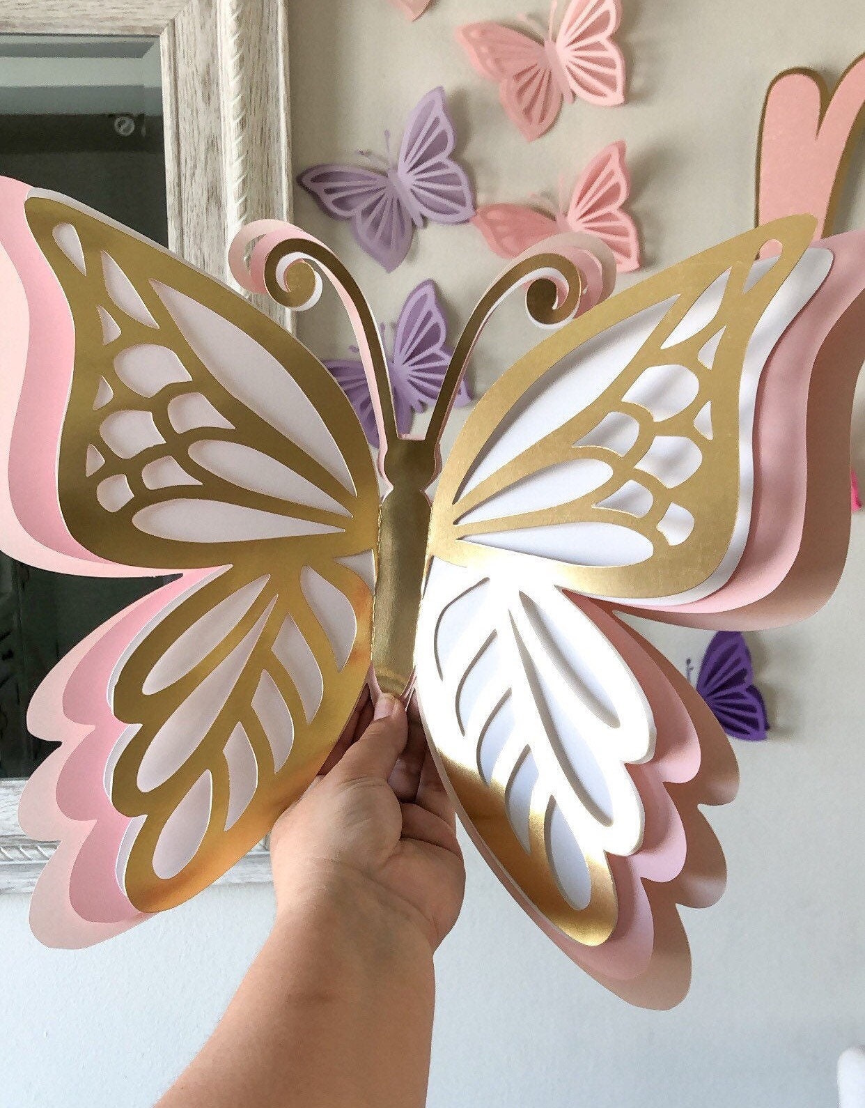 XL 3D Butterflies, layered butterfly, paper butterflies, Nursery deco…