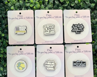 Faith & Scripture Enamel Pins | Christian Inspirational Pins for Bag, Jacket, or Bible Tote | Encouraging Gift for Her