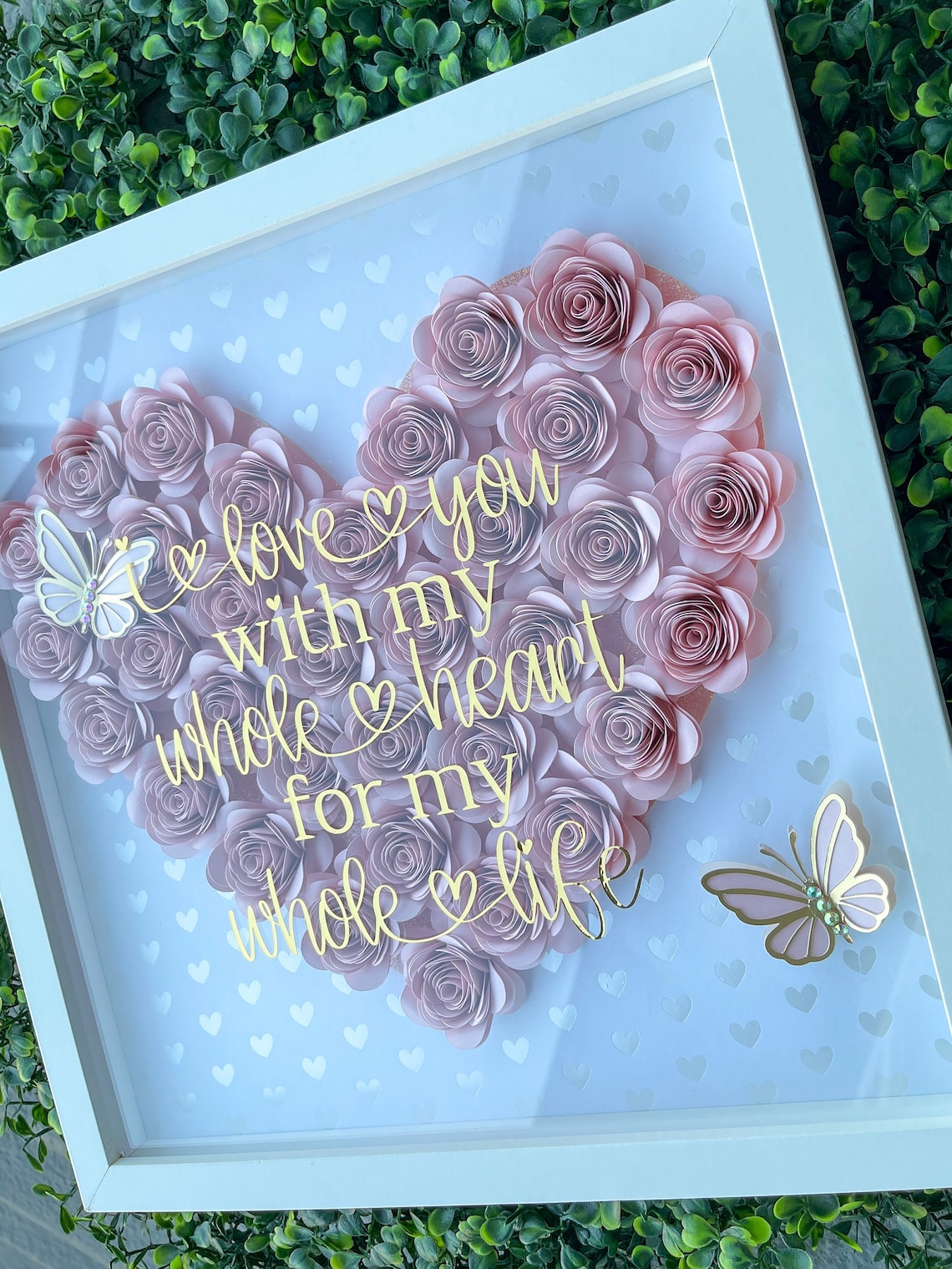 Valentines Heart Flower Box Shadow Box With Butterflies and Etsy