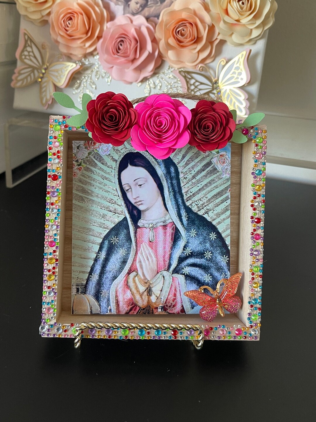 Virgencita 5x5inch Wood Plaque / Virgin Mary / Religious Virgencita De