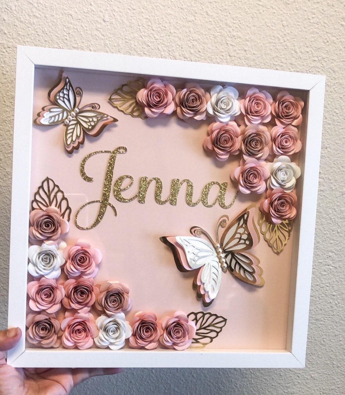 Personalized Flower Box Shadow Box With Butterflies and Etsy