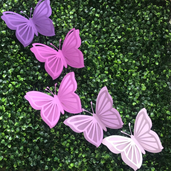 5 butterflies ombré paper butterflies purple / pink / green /blue / perfect party decor for backdrop balloon garland