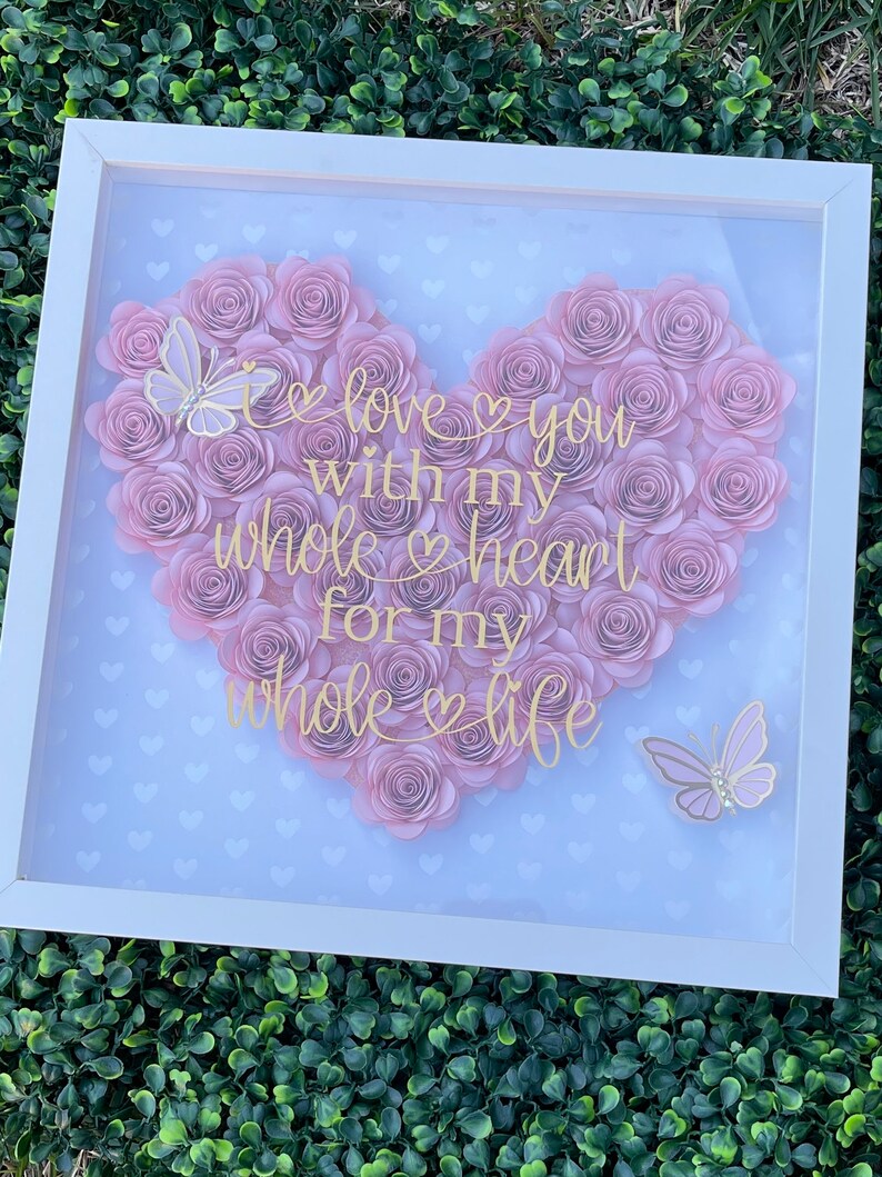 Valentines Heart Flower Box Shadow Box With Butterflies and Etsy