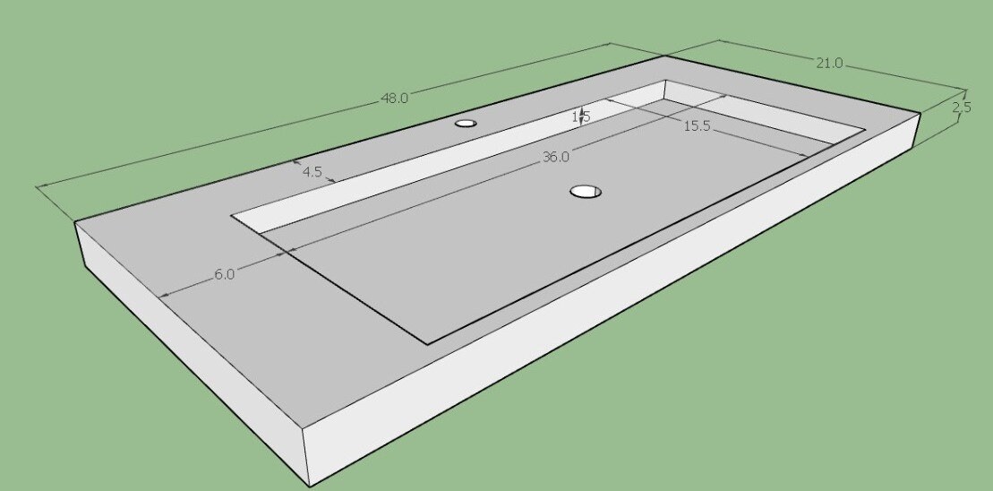 Rectangular Sink Layout Custom Order: Rectangular Concrete Sink - Etsy