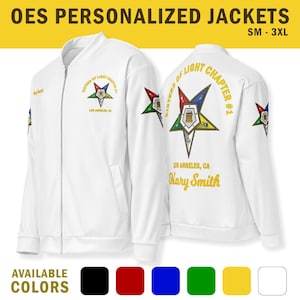 Personalized OES Eastern Star Jacket, Custom Order of the Eastern Star Coat, Front & Back Print, SM-3XL