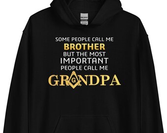 Masonic Hoodie, Call Me Grandpa Father's Day Freemason Gold Square & Compass Hoodie, SM-5XL
