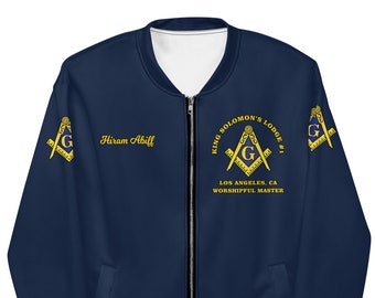 Masonic Bomber Jacket, Personalized Freemason Jacket, Customizable Front and Back Print with Sleeves, SM-3XL