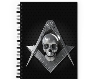 Masonic Spiral Notebook Freemason Skull Square and Compass
