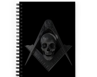 Masonic Spiral Notebook Freemason Skull Stealth Square and Compass