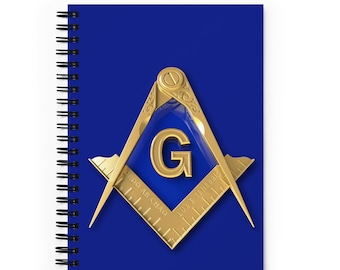 Masonic Spiral Notebook Freemason Gold Square and Compass