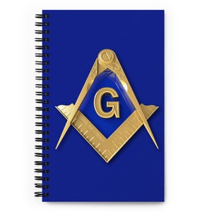 Masonic Spiral Notebook Freemason Gold Square and Compass