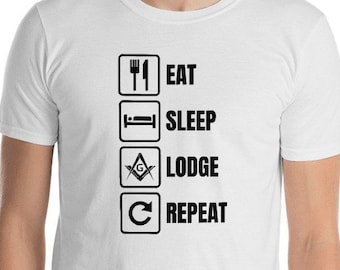 Vrijmetselaarsshirt, Eat Sleep Lodge Repeat Square & Compass, vrijmetselaarsshirt
