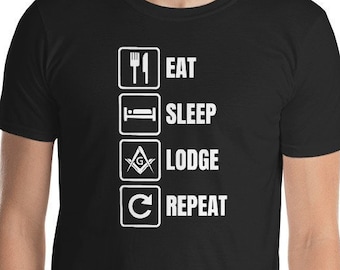 Vrijmetselaarsshirt, Eat Sleep Lodge Repeat Square & Compass, vrijmetselaarsshirt