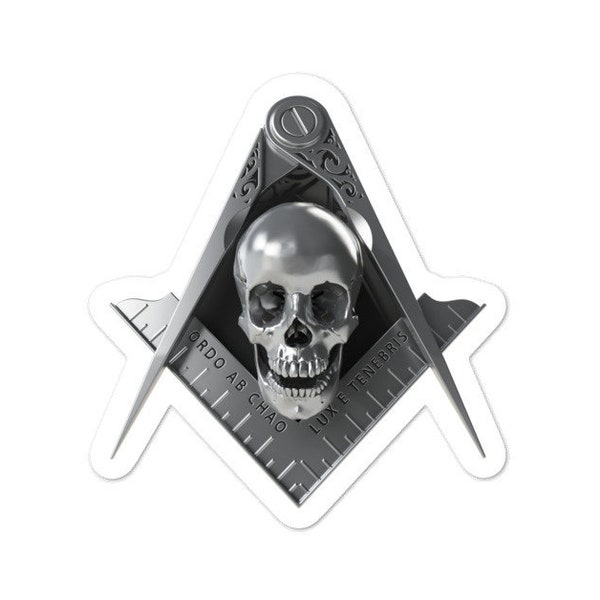 Masonic Skull Square & Compass Sticker, Freemason Sticker Decal Emblem