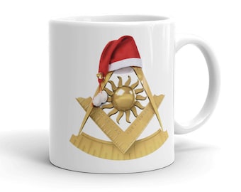 Masonic Past Master Mug, Christmas Santa's Hat Square & Compass Freemason Past Master Mug