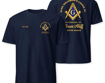 Camiseta Maçônica Personalizada, com Nome e Número da Loja, Estampa na Frente e nas Costas.