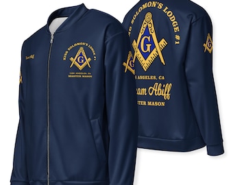 Jaqueta Bomber Maçônica Personalizada, Nome e Número da Loja Personalizados, Casaco Estilo Rua Maçônico