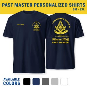 Personalized Masonic Past Master T-shirt, Custom Square & Compass Tee, Freemason Shirt, Front Back SM-3XL