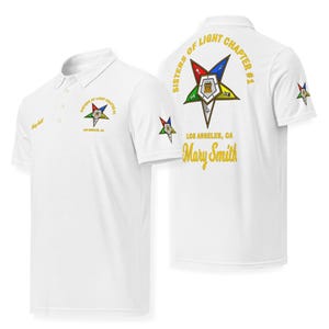 Polo personalizado OES, polo personalizado Eastern Star, tallas XS-3XL