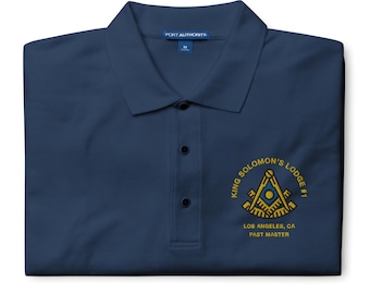 Camisa polo maçônica personalizada para ex-veneráveis, com bordado personalizado da Loja.