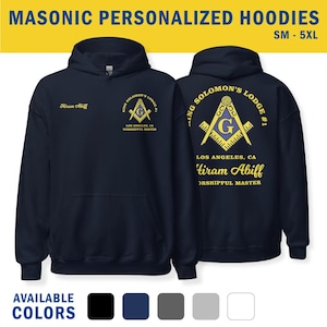 Personalized Masonic Hoodie, Custom Square & Compass Hoodie, Freemason Hoodie, Front Back SM-5XL